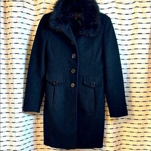 Giacca Gallery Wool Faux Fur Collar Coat